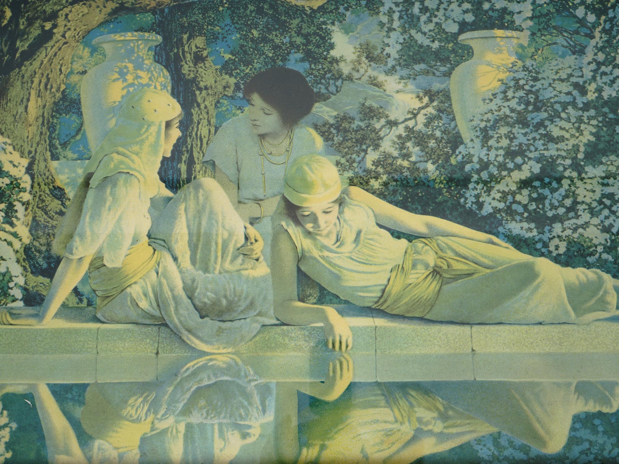 MAXFIELD PARRISH GARDEN OF ALLACH PRINT, CA 1918 PIC-3